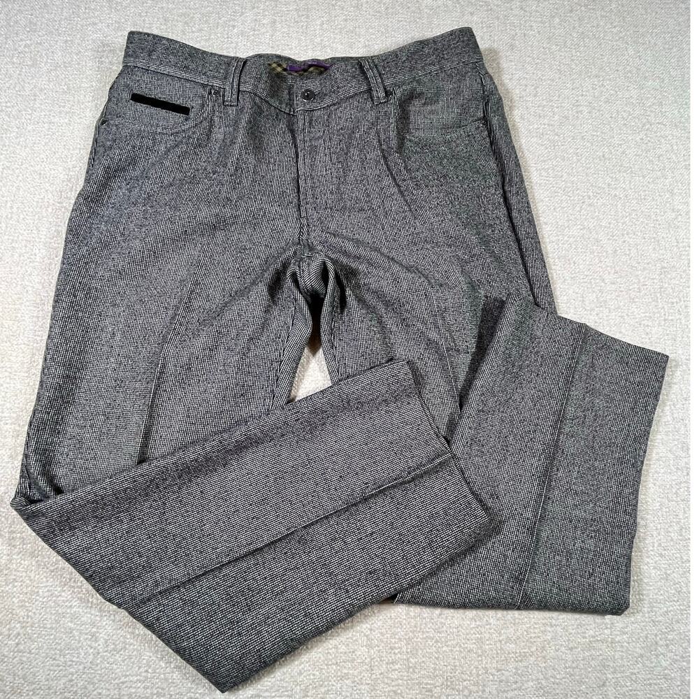 Hitltl Men’s 36/38 Gray Mini Check 100% Wool Flat Front Tailored Dress Pants
